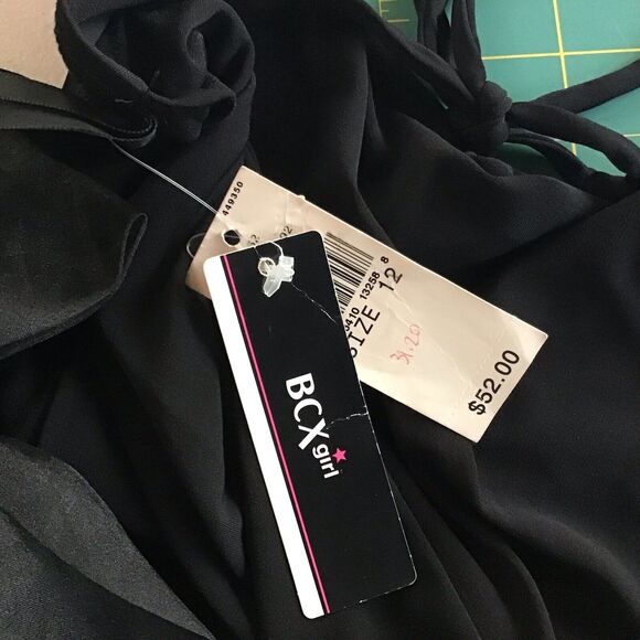 BCX Girl Black Babydoll Nightie Teddie Nightgown Size 12 Tie Back Sexy Romantic - Picture 5 of 6